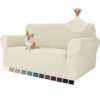 Housse de Canapé Extensible Beige 2 Places
