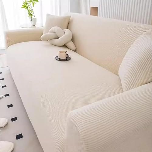 Housse de canapé extensible en jacquard beige Housse de canapé extensible en jacquard beige