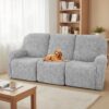 Housse de Fauteuil Inclinable Extensible Gris Housse de Fauteuil Inclinable Extensible Gris