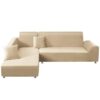 Housses de canapé d'angle beige extensibles Housses de canapé d'angle beige extensibles
