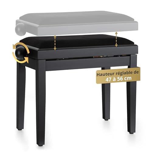 Banc de Piano Réglable Noir Mat Banc de Piano Réglable Noir Mat