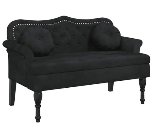 Banc en Velours Noir avec Coussins Banc en Velours Noir avec Coussins