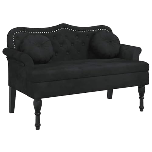 Banc en Velours Noir avec Coussins Banc en Velours Noir avec Coussins