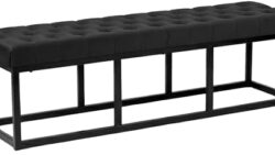 Banc Polson en Velours Noir Moderne Banc Polson en Velours Noir Moderne