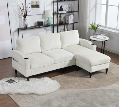 Canapé Modulable en L 4 Places Beige Canapé Modulable en L 4 Places Beige