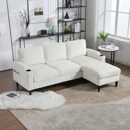 Canapé Modulable en L 4 Places Beige Canapé Modulable en L 4 Places Beige