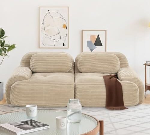 Canapé Modulable Moderne 2 Places Beige Canapé Modulable Moderne 2 Places Beige