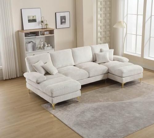 Canapé modulable moderne en U beige