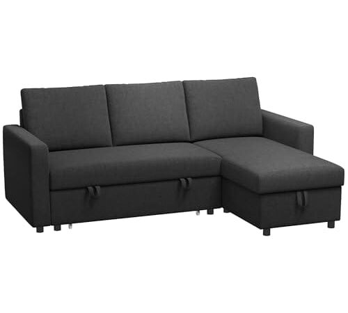 HOMCOM Canapé d'angle Convertible 3 Places