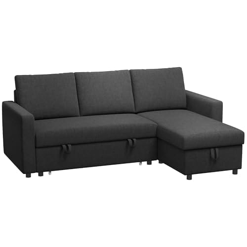 HOMCOM Canapé d'angle Convertible 3 Places
