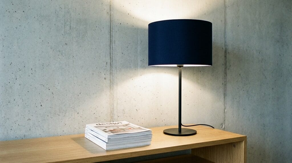 abat-jour bleu design avec une forme cylindrique