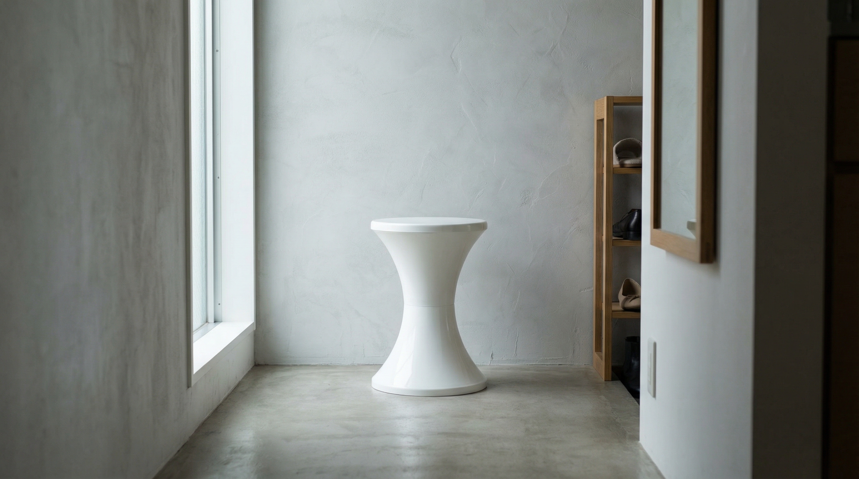 Dans une entrée, le tabouret Tam Tam se révèle très pratique. Il tient peu de pl