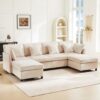 Canapé d'angle Modulaire en Chenille Beige Canapé d'angle Modulaire en Chenille Beige