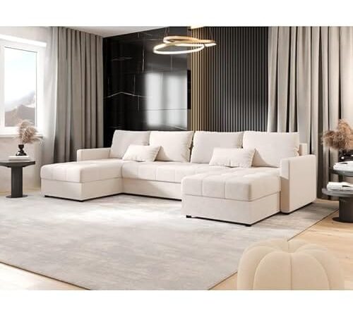 Canapé d'angle panoramique MOSIA Beige Canapé d'angle panoramique MOSIA Beige