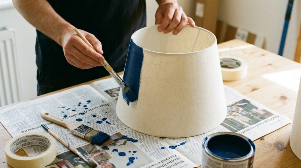 création d'un abat-jour bleu personnalisé