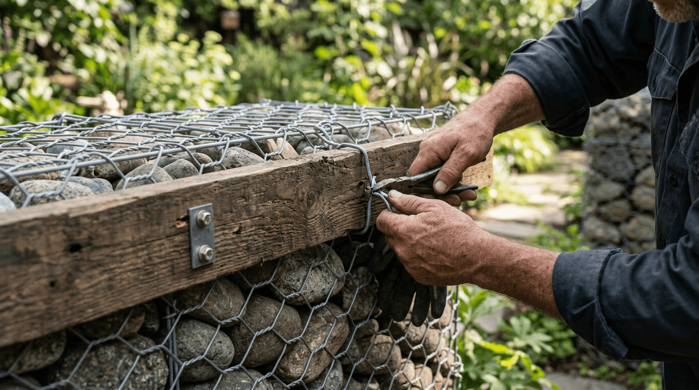 Les 4 techniques pour fixer du bois sur un gabion Les 4 techniques pour fixer du bois sur un gabion