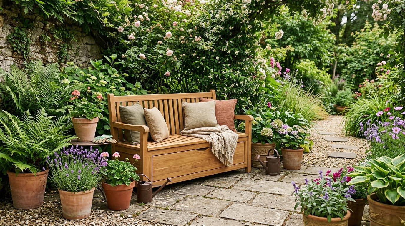 Coffres de rangement pour une décoration de jardin harmonieuse