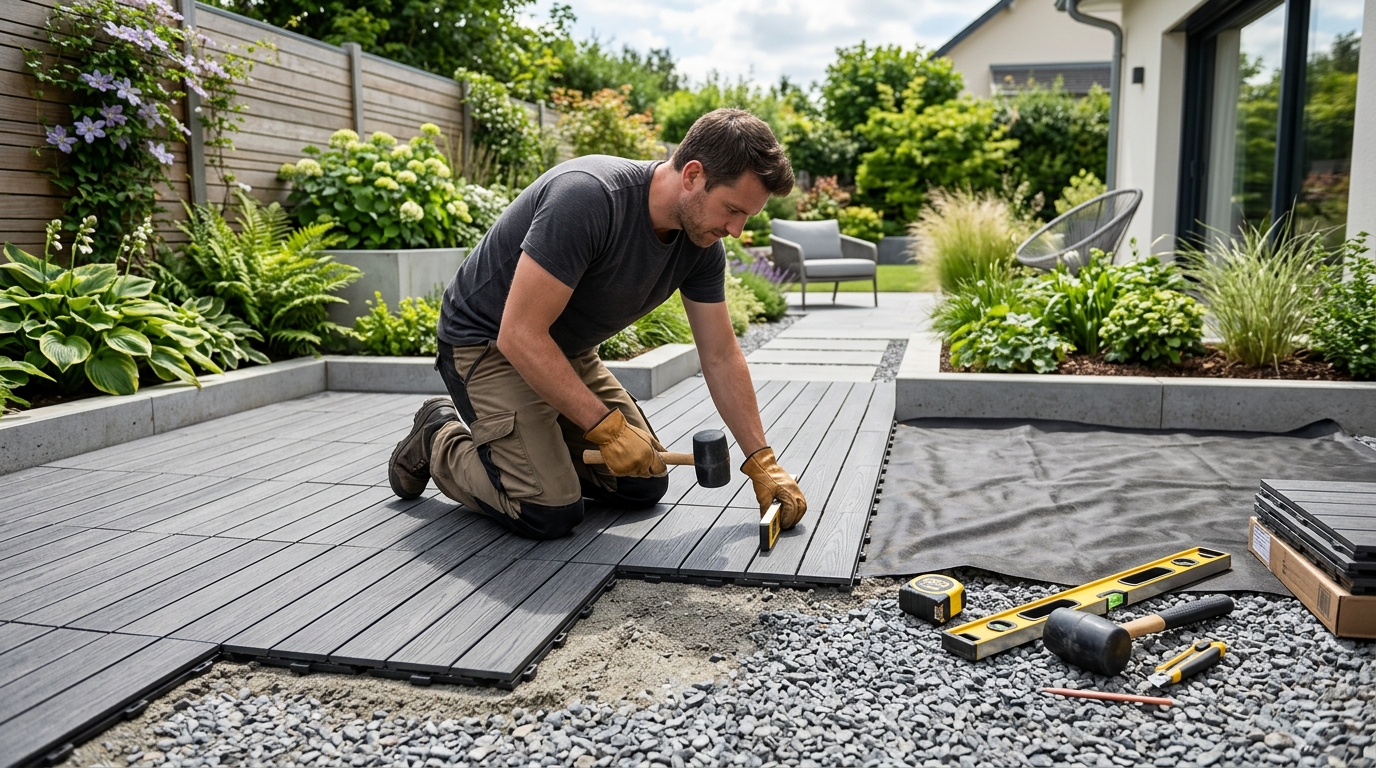 Comment poser des dalles clipsables en extérieur ?