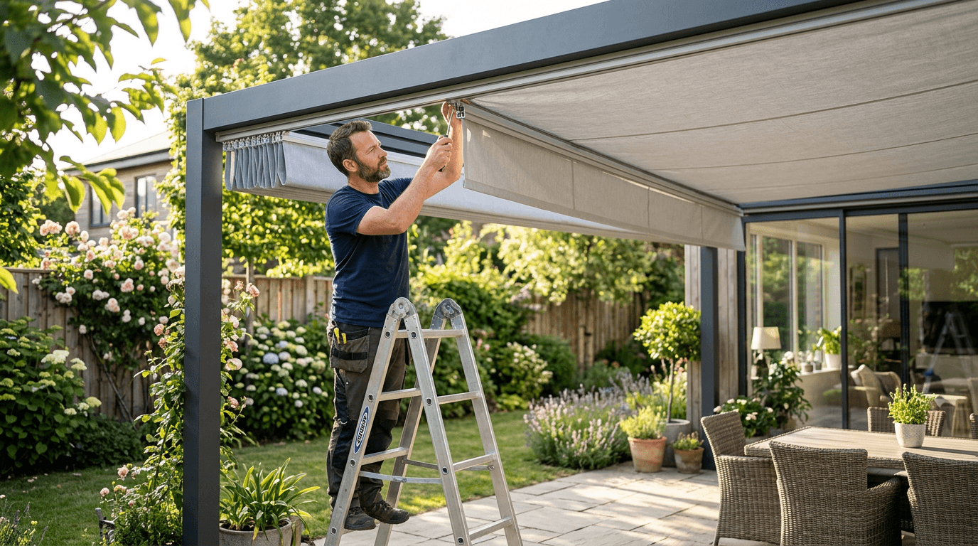 Les étapes de pose d'une toile coulissante sur pergola