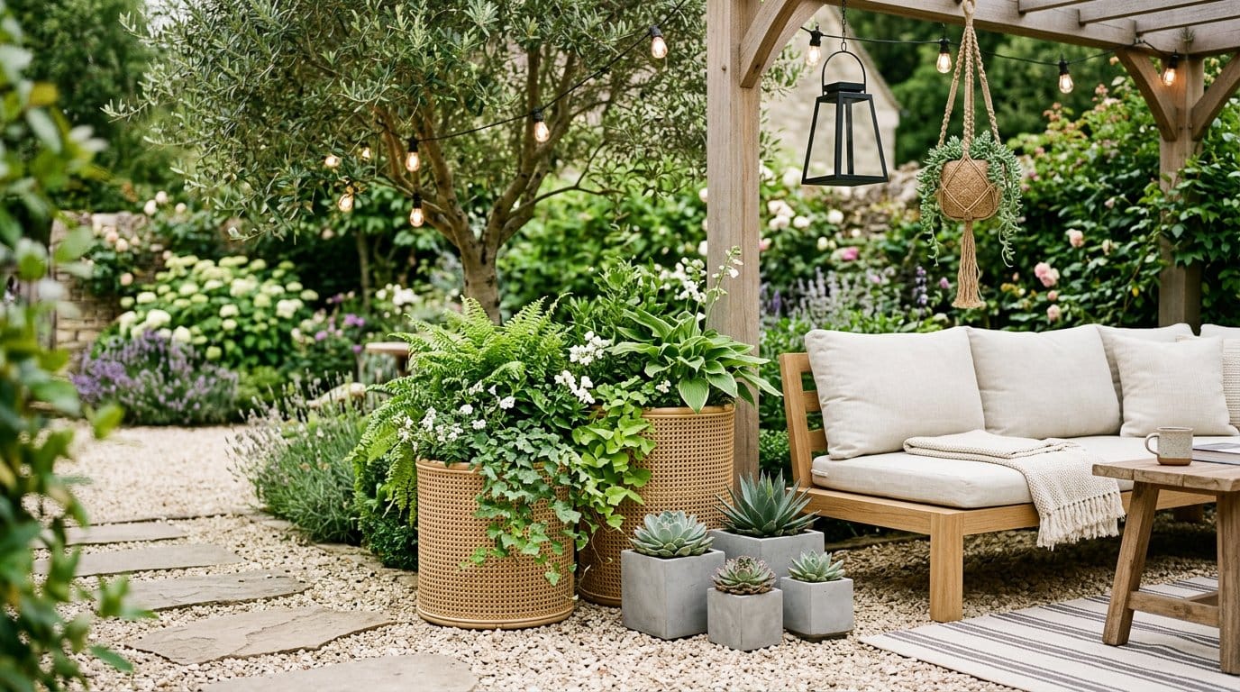 Jardin décoré harmonieusement avec des plantes