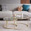 Lot de 2 Tables Basses Gigognes Dorées Lot de 2 Tables Basses Gigognes Dorées