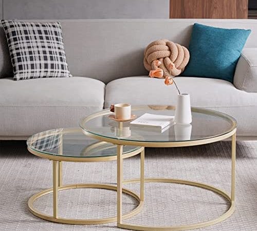 Lot de 2 Tables Basses Gigognes Dorées