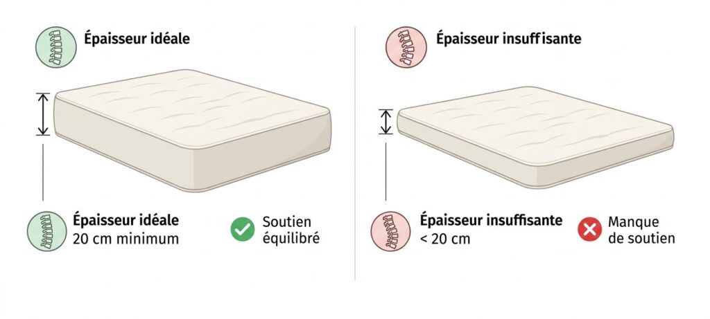 Matelas adapté pour un sommeil de qualité Matelas de 20 cm minimum pour un bon soutien