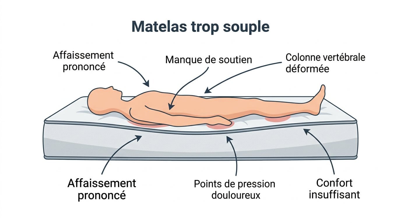 Matelas à éviter pour un bon confort Matelas déformé sous le poids du corps