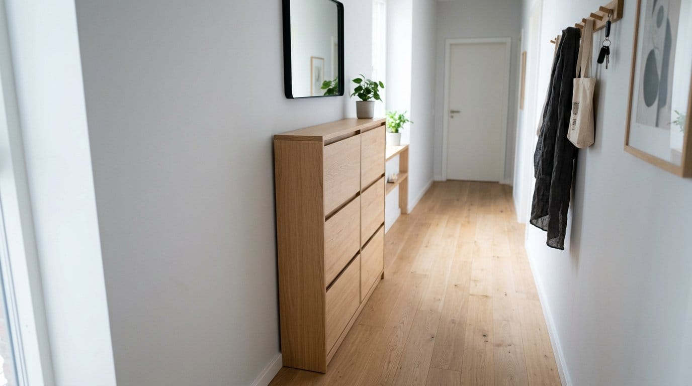 Meuble à chaussures adapté pour couloir étroit