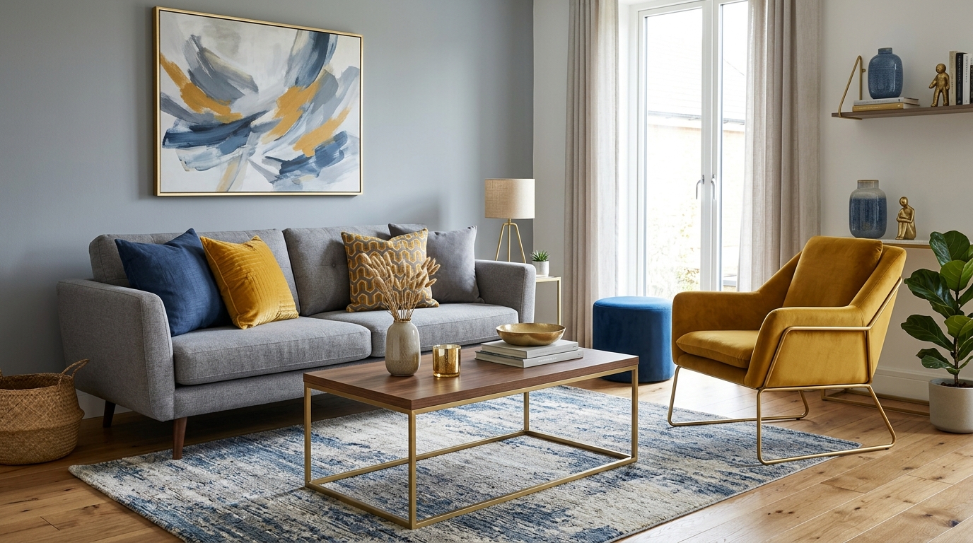 Quelle couleur avec gris et bleu en accent ? Quelle couleur avec gris et bleu en accent ?