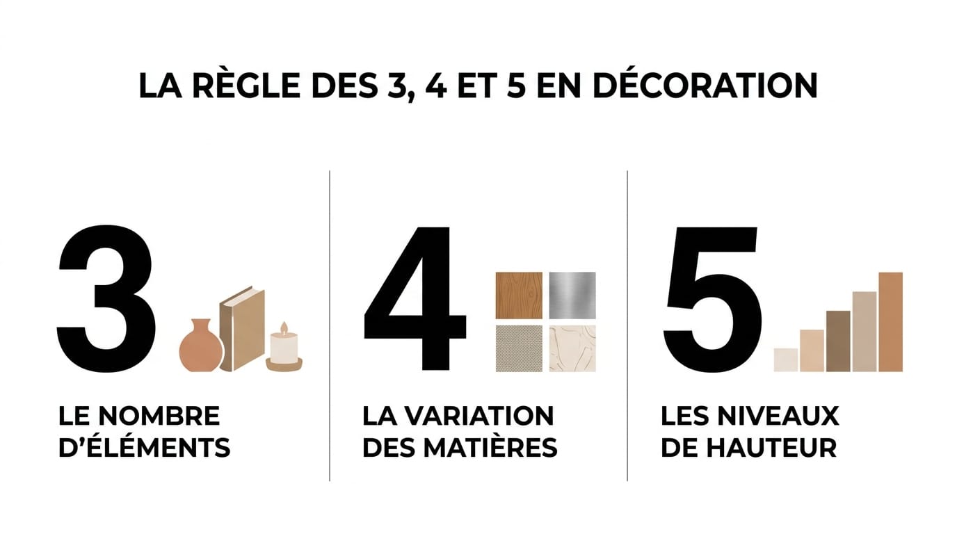 Règle des 3, 4 et 5 en décoration intérieure