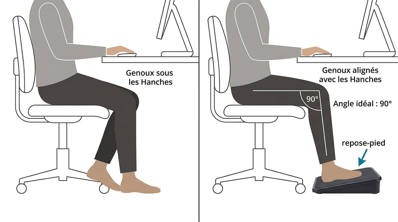 Repose-pied de bureau améliorant la posture assise