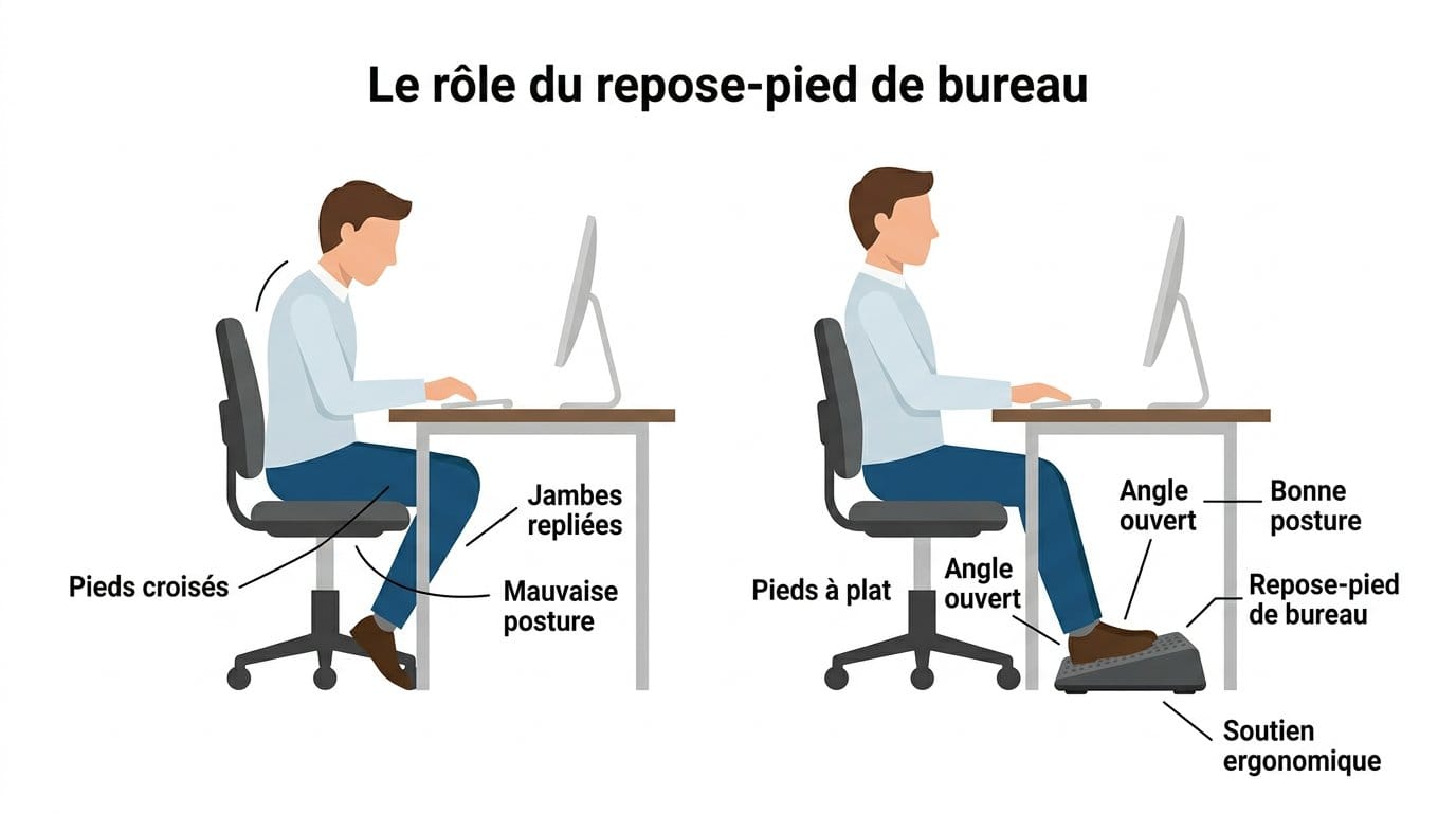 Repose-pied de bureau pour améliorer la posture et éviter les crispations