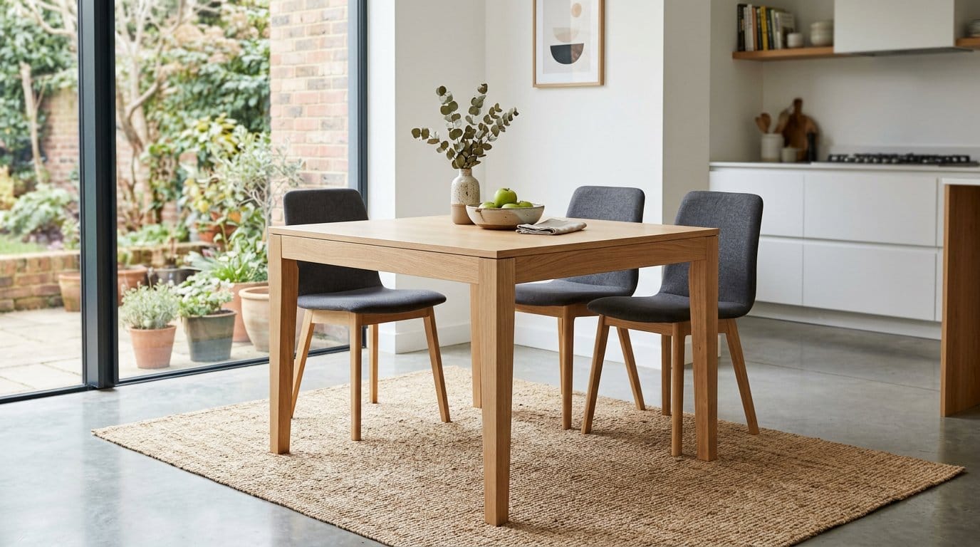 Table carrée extensible dans un intérieur contemporain Table carrée extensible au design moderne