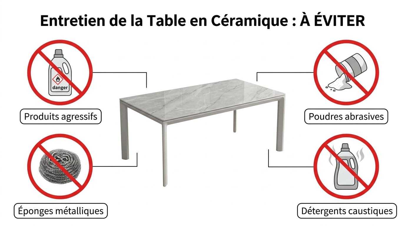 Table en céramique avec conseils d'entretien à suivre et à éviter Table en céramique avec conseils d'entretien à suivre et à éviter