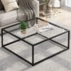 Table Basse Carrée en Verre Noir Table Basse Carrée en Verre Noir
