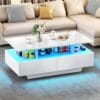 Table Basse LED Moderne avec Rangement