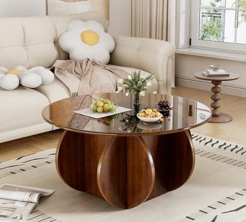 Table Basse Moderne en Verre Trempé