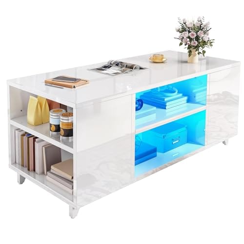 Table Basse Moderne LED Haute Brillance Table Basse Moderne LED Haute Brillance