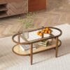 Table Basse Ovale en Verre et Bois Table Basse Ovale en Verre et Bois