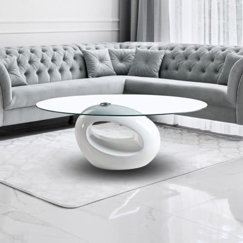 Table Basse Ovale en Verre Miranda Table Basse Ovale en Verre Miranda