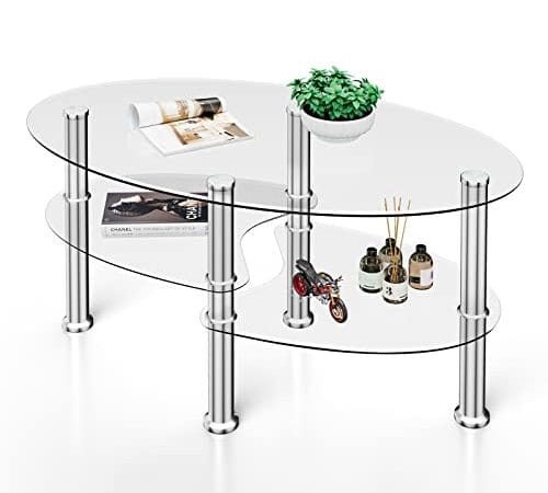 Table basse ovale en verre moderne Table basse ovale en verre moderne