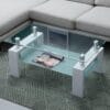 Table Basse Rectangulaire en Verre et Bois Table Basse Rectangulaire en Verre et Bois