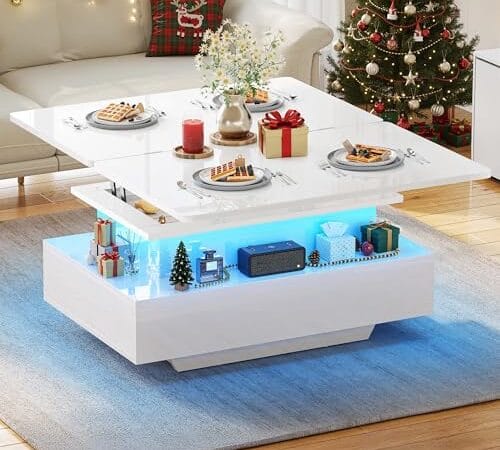 Table Basse Relevable avec LED Intégrées Table Basse Relevable avec LED Intégrées