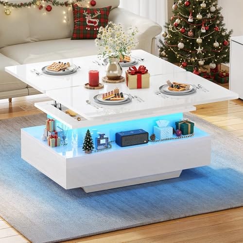 Table Basse Relevable avec LED Intégrées Table Basse Relevable avec LED Intégrées
