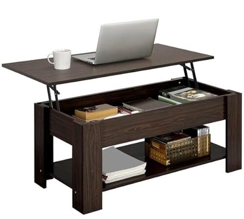 Table Basse Relevable en MDF Marron Table Basse Relevable en MDF Marron