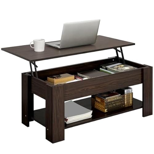Table Basse Relevable en MDF Marron Table Basse Relevable en MDF Marron