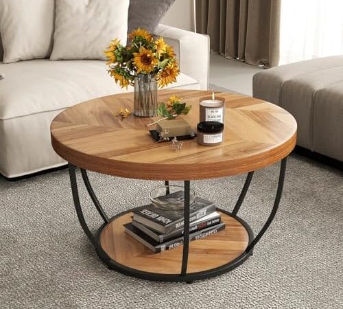 Table Basse Ronde 2 Niveaux en Bois Table Basse Ronde 2 Niveaux en Bois