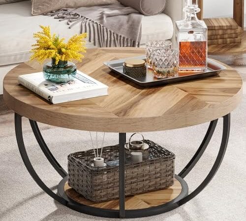 Table Basse Ronde Moderne à 2 Niveaux Table Basse Ronde Moderne à 2 Niveaux