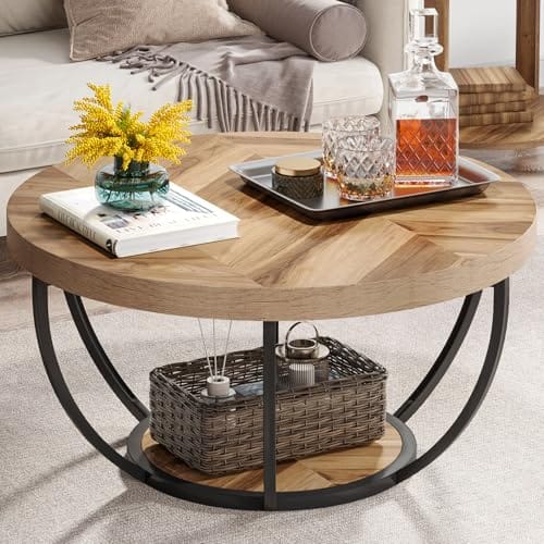 Table Basse Ronde Moderne à 2 Niveaux Table Basse Ronde Moderne à 2 Niveaux